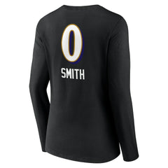 Roquan Smith Baltimore Ravens Women's Team Wordmark Player Name & Number Long Sleeve V-Neck T-Shirt - Black - NFL