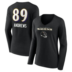Mark Andrews Baltimore Ravens Women's Team Wordmark Player Name & Number Long Sleeve V-Neck T-Shirt - Black - NFL
