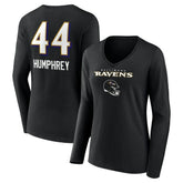 Marlon Humphrey Baltimore Ravens Women's Team Wordmark Player Name & Number Long Sleeve V-Neck T-Shirt - Black - NFL