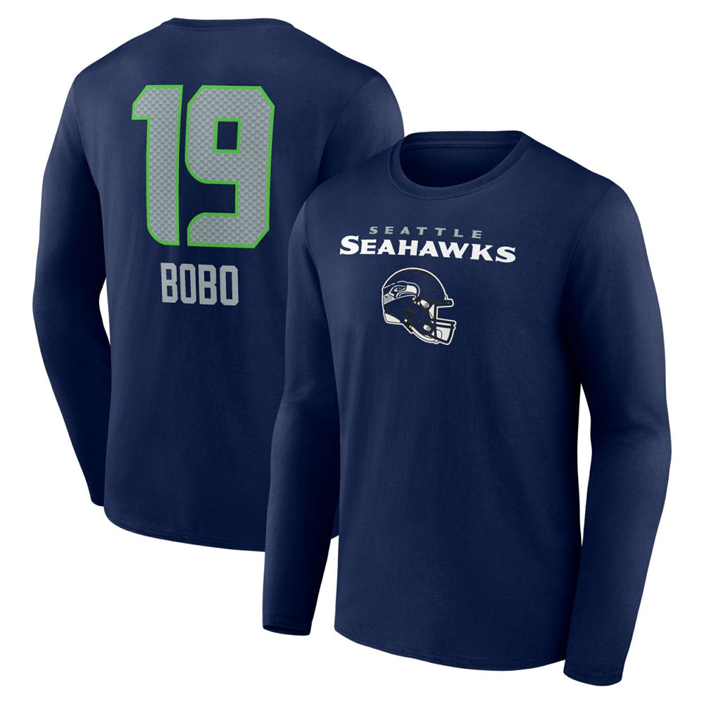 Jake Bobo Seattle Seahawks Team Wordmark Player Name & Number Long Sleeve T-Shirt - College Navy - NFL