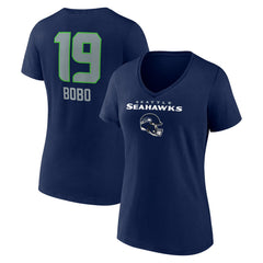 Jake Bobo Seattle Seahawks Women's Team Wordmark Player Name & Number V-Neck T-Shirt - College Navy - NFL