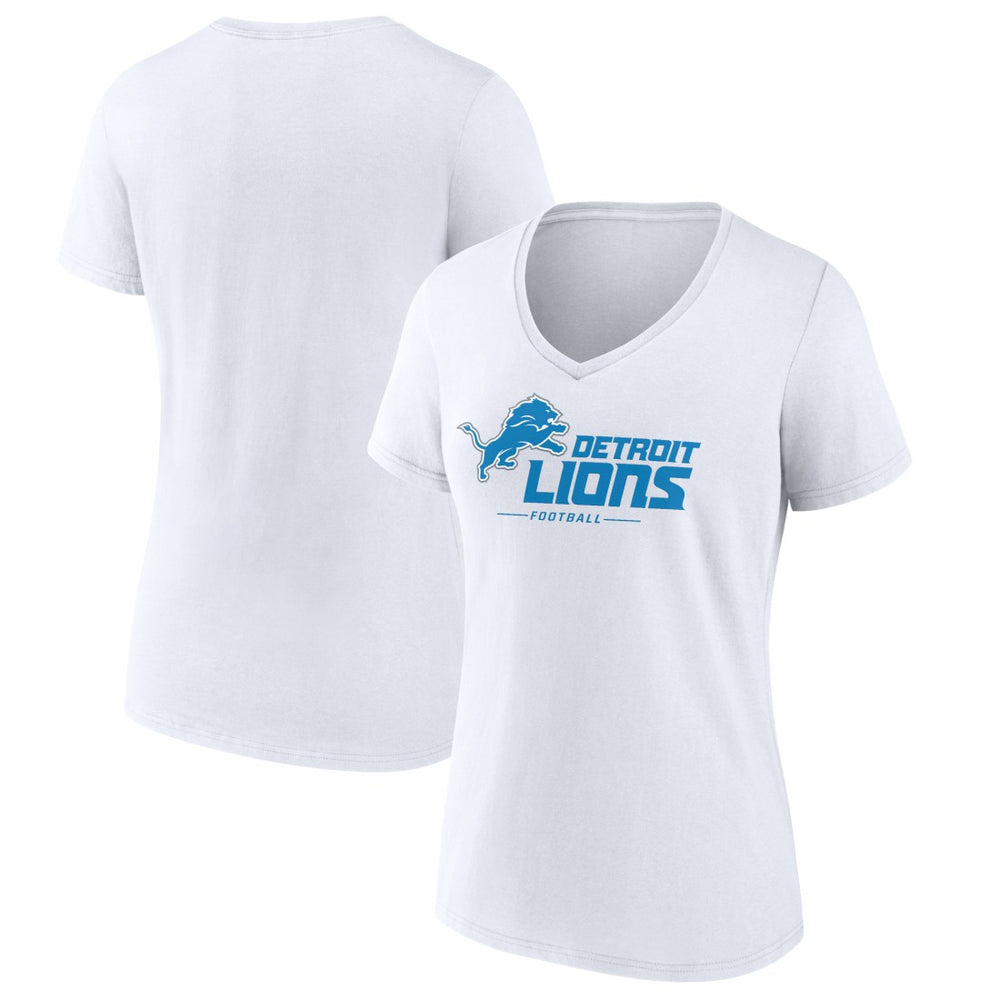 Detroit Lions Women's Lock Up V-Neck T-Shirt - White - NFL