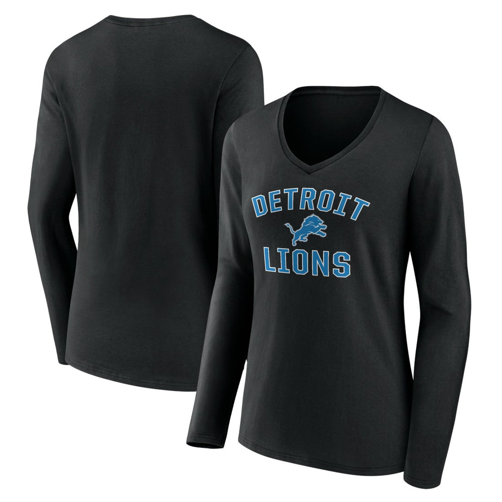Detroit Lions Women's Victory Arch V-Neck Long Sleeve T-Shirt - Black - NFL