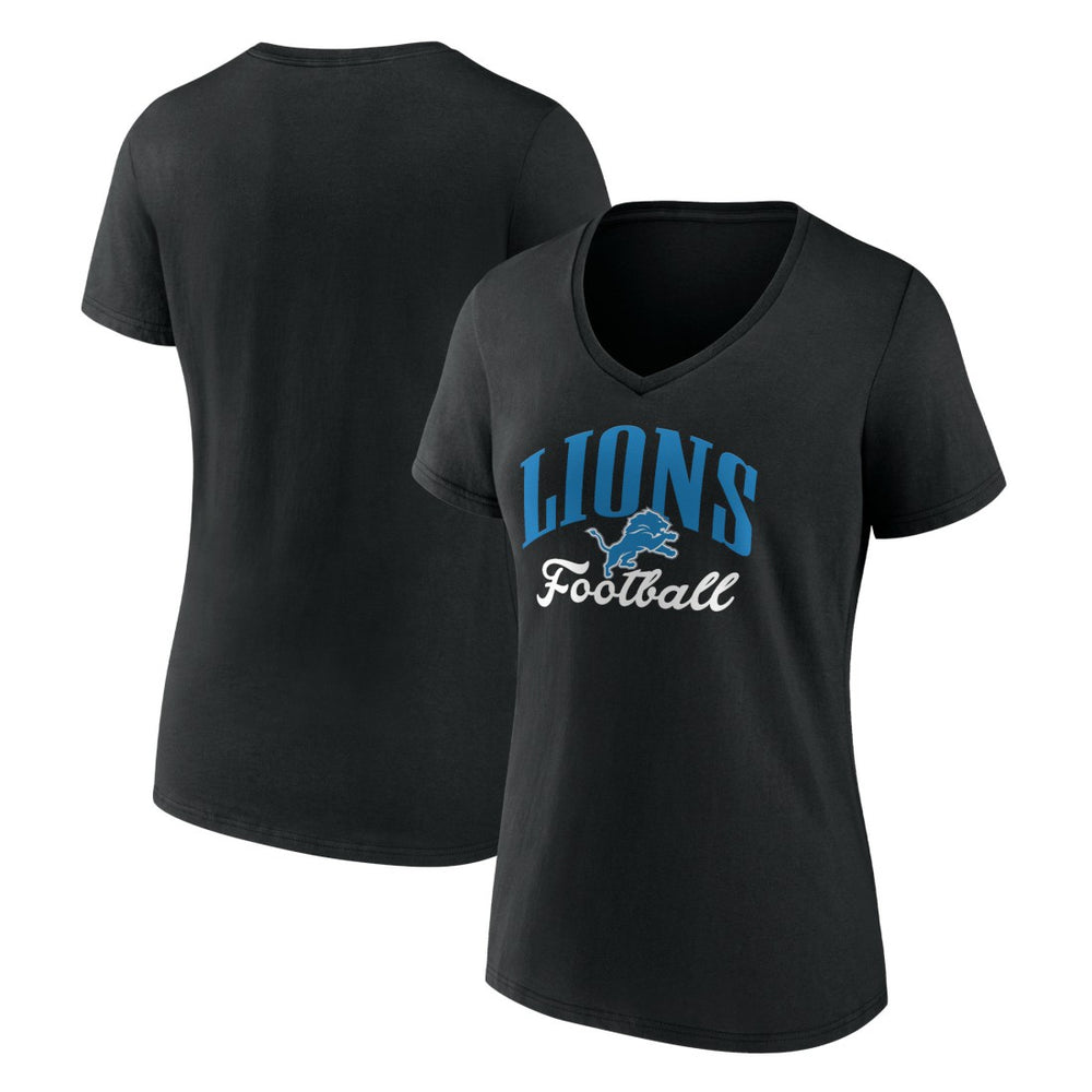 Detroit Lions Women's Victory Script V-Neck T-Shirt - Black - NFL