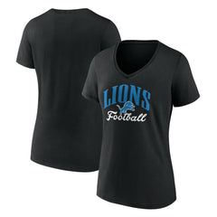 Detroit Lions Women's Victory Script V-Neck T-Shirt - Black - NFL