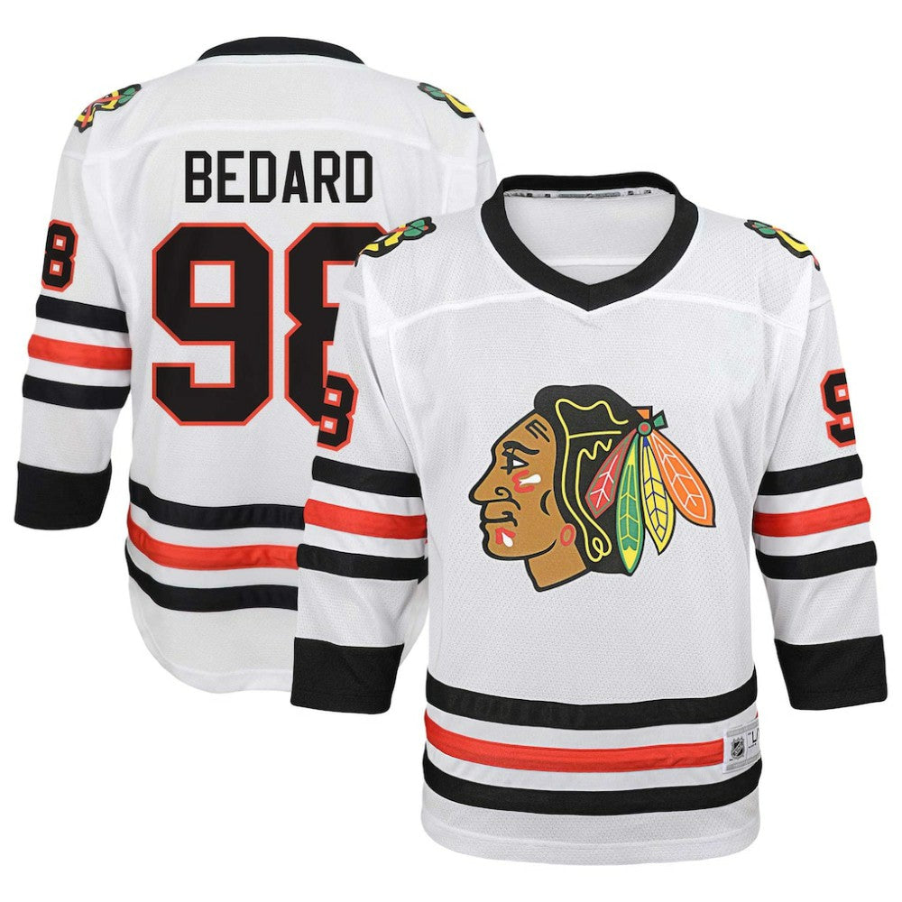 Connor Bedard Chicago Blackhawks Youth Away Replica Player Jersey - White | NHL Lifestyle