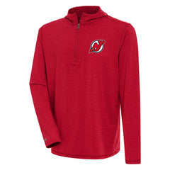 New Jersey Devils Antigua Tidy Quarter-Zip Pullover Hoodie - Heather Red | NHL Clearance