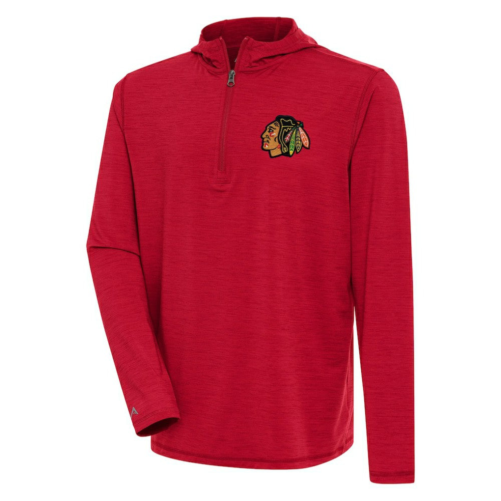 Chicago Blackhawks Antigua Tidy Quarter-Zip Pullover Hoodie - Heather Red | NHL discount