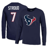 C.J. Stroud Houston Texans Majestic Threads Name & Number Long Sleeve T-Shirt – Navy - NFL
