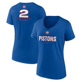 Cade Cunningham Detroit Pistons Women's Behind The Back Name & Number V-Neck T-Shirt Blue