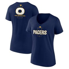 Tyrese Haliburton Indiana Pacers Women's Behind The Back Name & Number V-Neck T-Shirt Navy