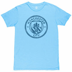 Manchester City 1863FC Mono Crest Slub T-Shirt Sky Blue
