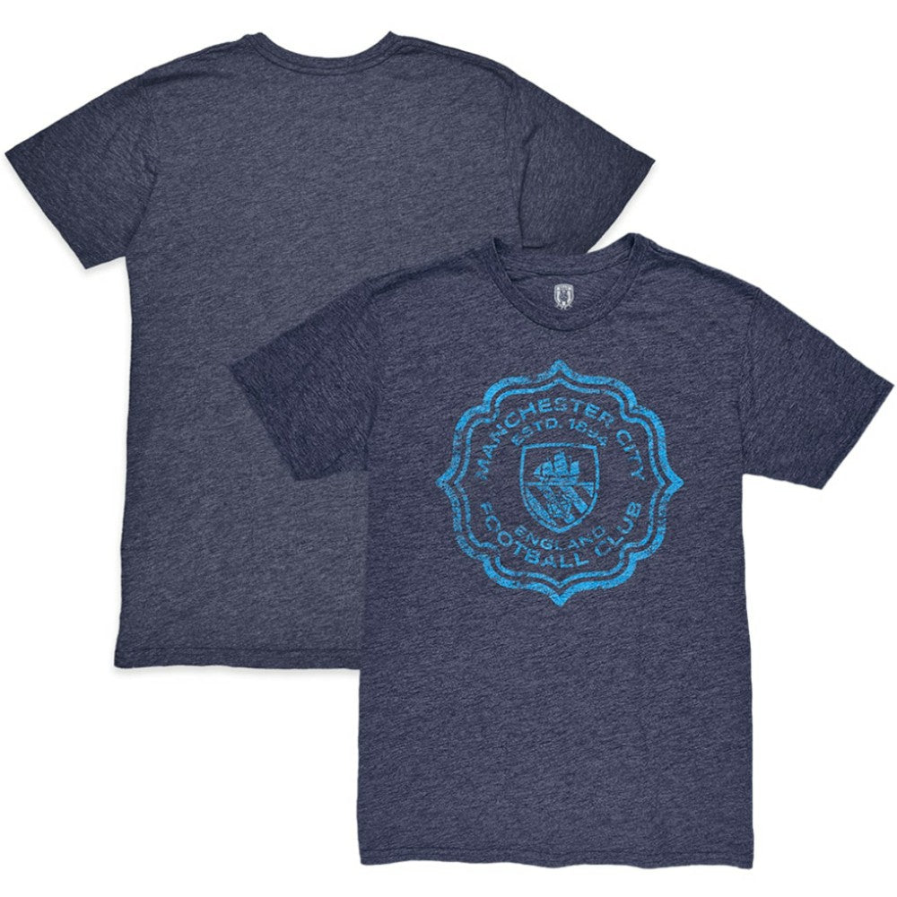 Manchester City 1863FC Retro Flourish Twisted Tri-Blend Slub T-Shirt Heather Navy