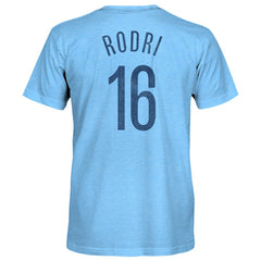 Rodrigo Manchester City 1863FC Player Name & Number Twisted Tri-Blend Slub T-Shirt Sky Blue