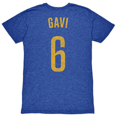 Gavi Barcelona 1863FC Player Name & Number Twisted Tri-Blend Slub T-Shirt Heather Royal