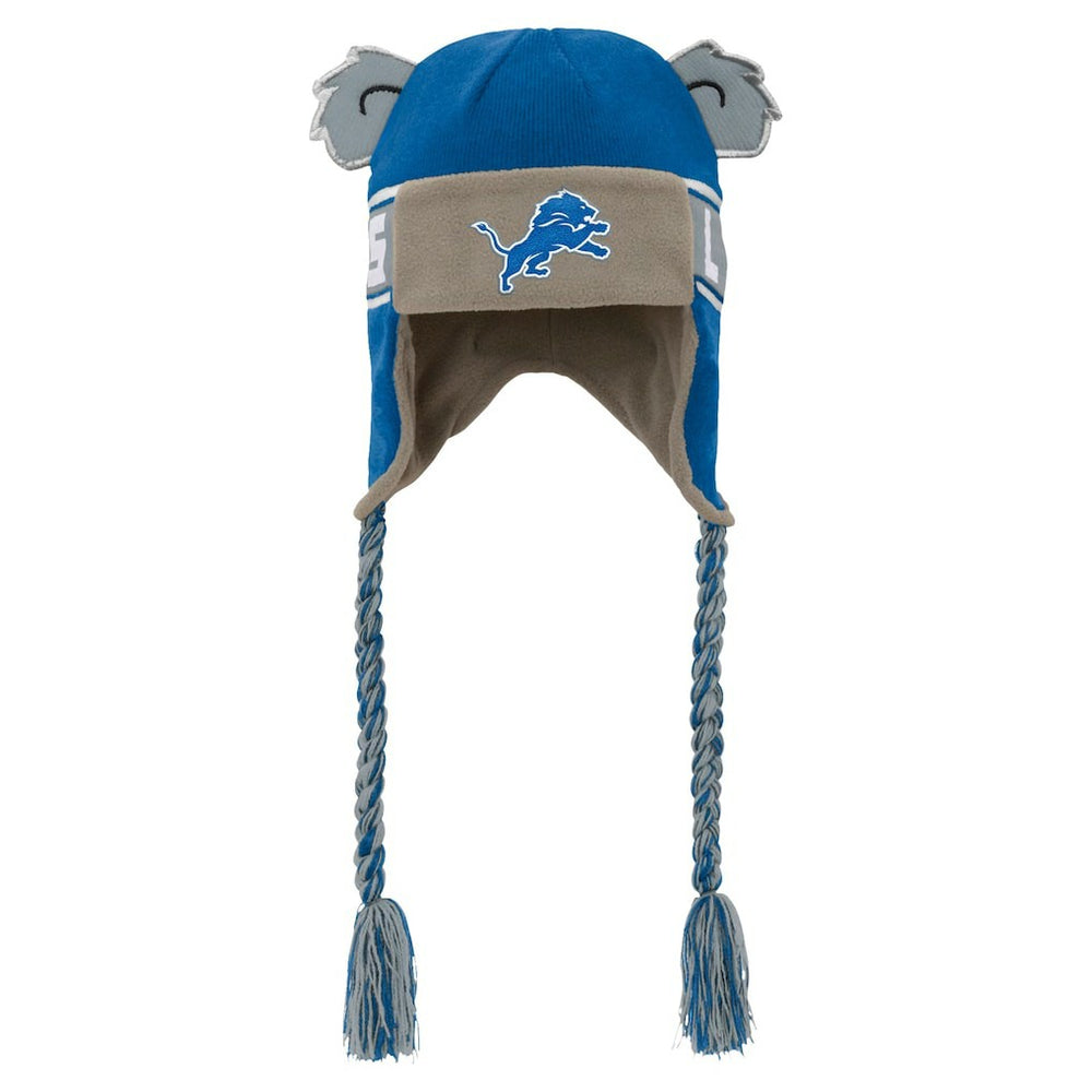 Detroit Lions Youth Wordmark Ears Trooper Knit Hat - Blue - NFL