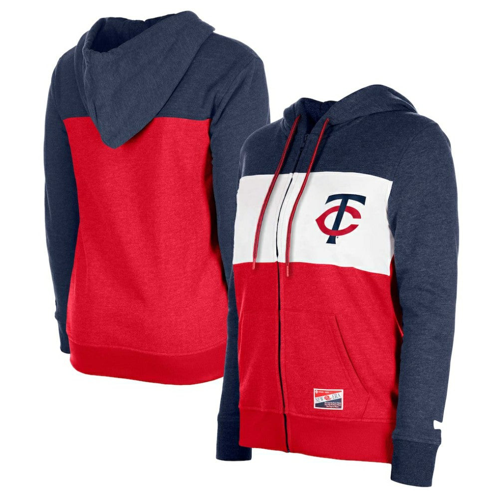 Minnesota Twins New Era Women's Color Block Full-Zip Hoodie Jacket Outlet