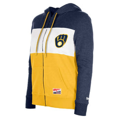 Milwaukee Brewers New Era Women's Color Block Full-Zip Hoodie Jacket for sale