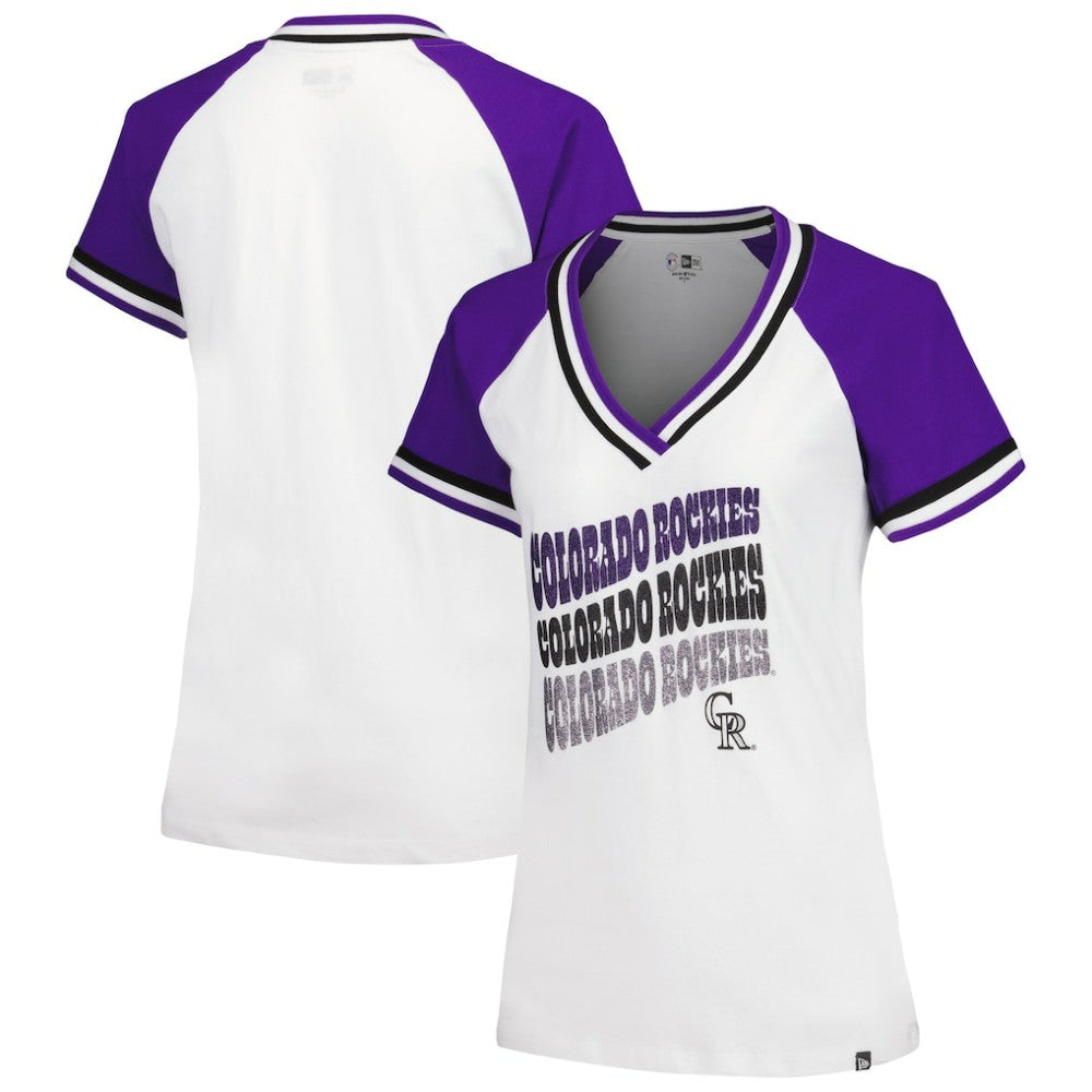 Colorado Rockies New Era Women's Jersey Double Binding Raglan V-Neck T-Shirt Online
