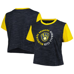 Milwaukee Brewers New Era Women's Plus Size Crossover Back Cropped T-Shirt Online