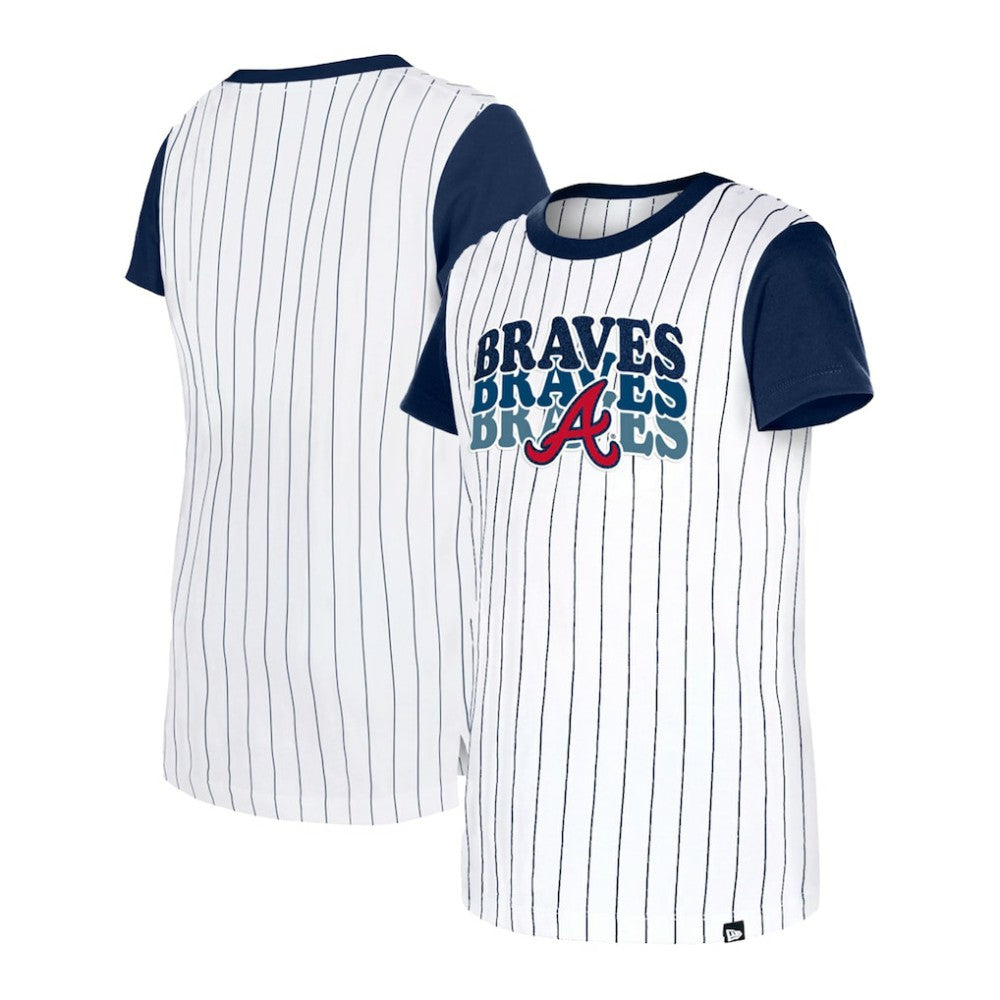 Atlanta Braves New Era Girls Youth Pinstripe T-Shirt Discount