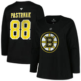 Boston Bruins Profile Women's Plus Size Distressed Printed Name & Number Long Sleeve T-Shirt - Black | NHL on sale