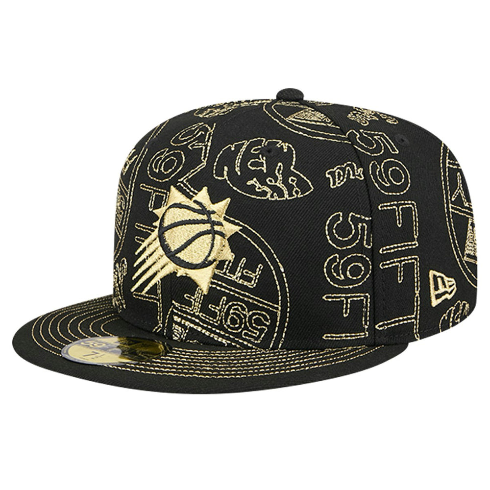 New Era Phoenix Suns 59FIFTY Day Allover Print Stencil Fitted Hat Black