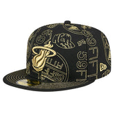 New Era Miami Heat 59FIFTY Day Allover Print Stencil Fitted Hat Black