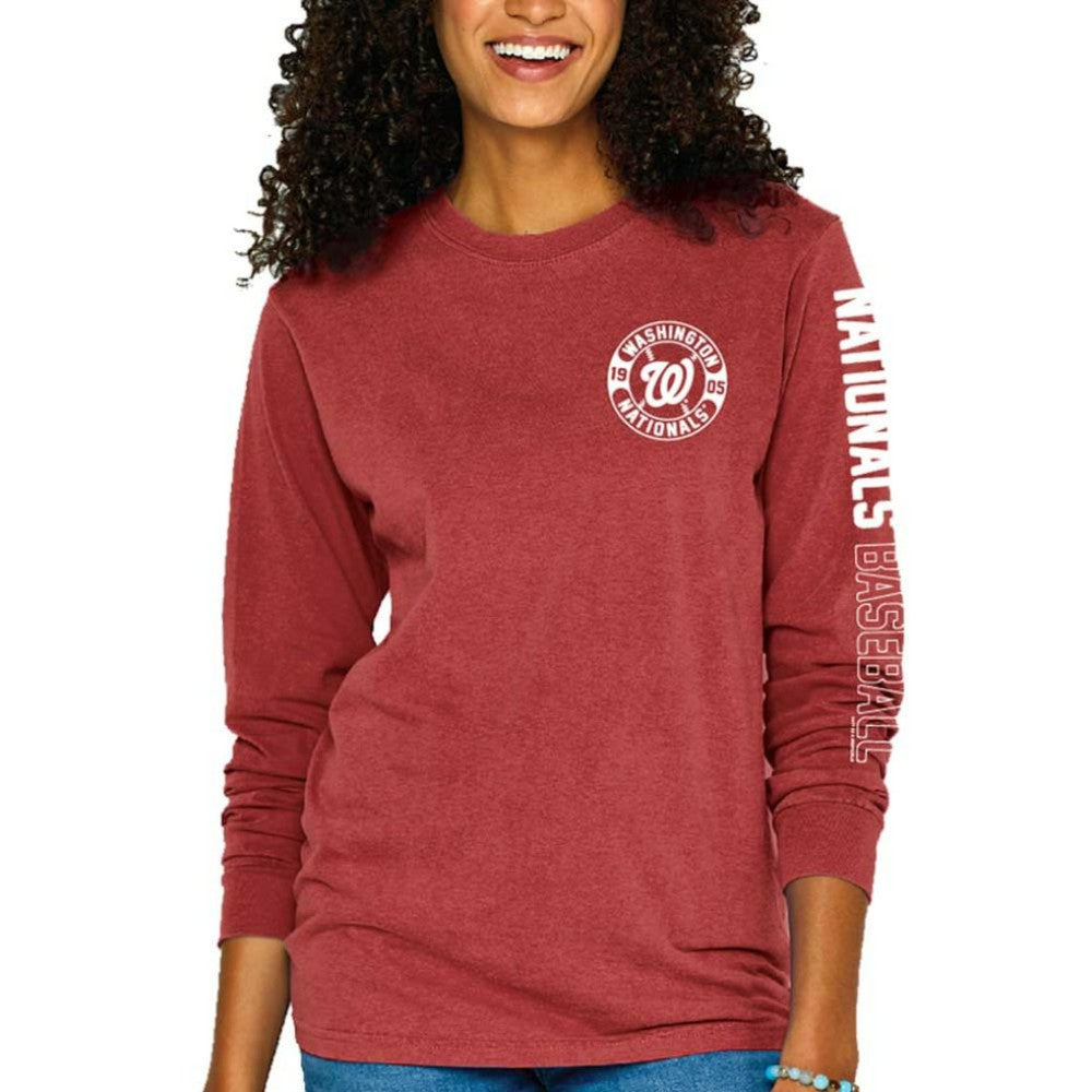 Washington Nationals Soft as a Grape Women's Pigment-Dyed Long Sleeve T-Shirt Sale