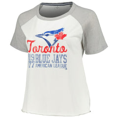 Toronto Blue Jays Soft as a Grape Women's Plus Size Baseball Raglan T-Shirt for sale