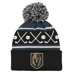 Vegas Golden Knights Preschool Faceoff Cuffed Knit Hat with Pom - Black | NHL sale