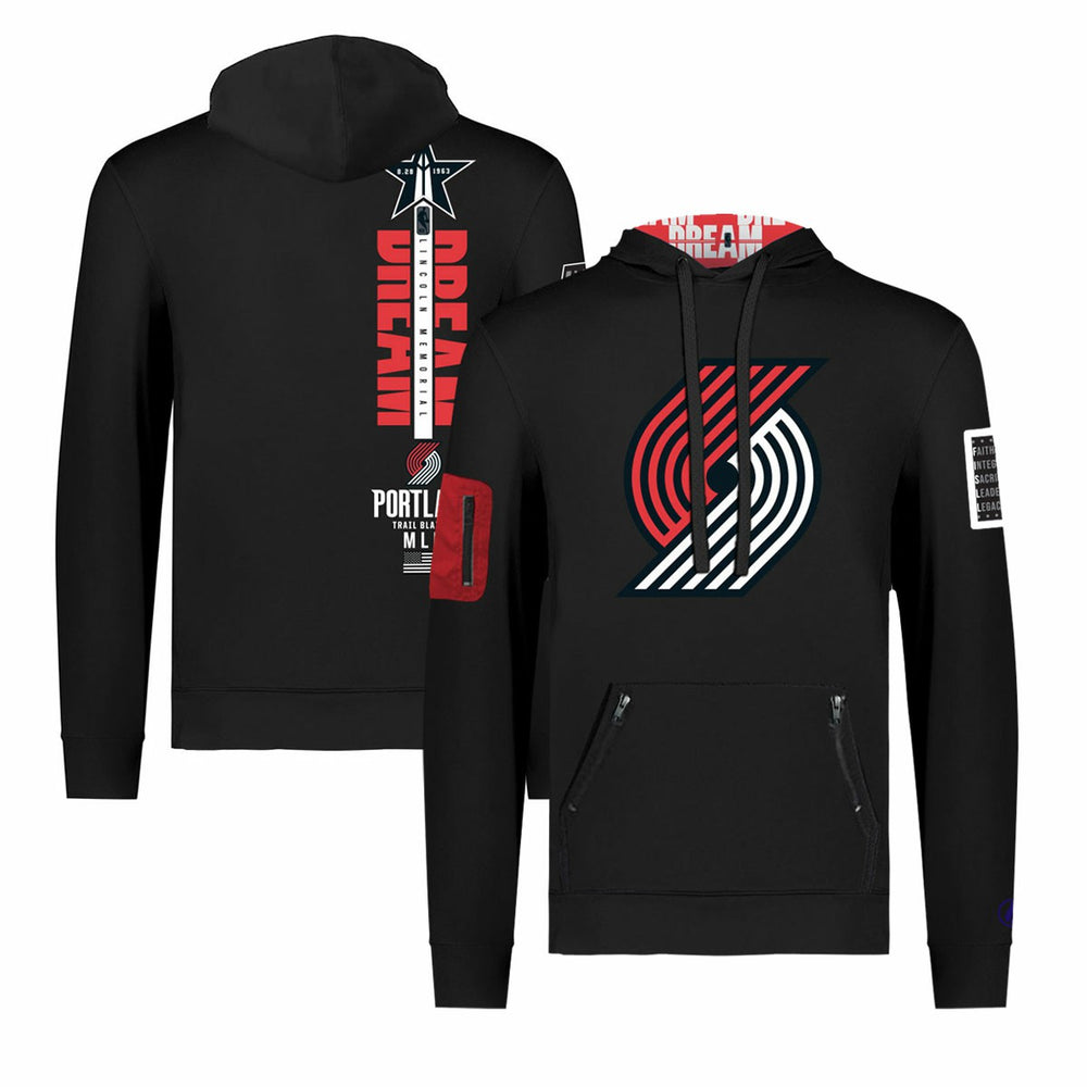 Portland Trail Blazers FISLL x Black History Collection Unisex Pullover Hoodie - Black