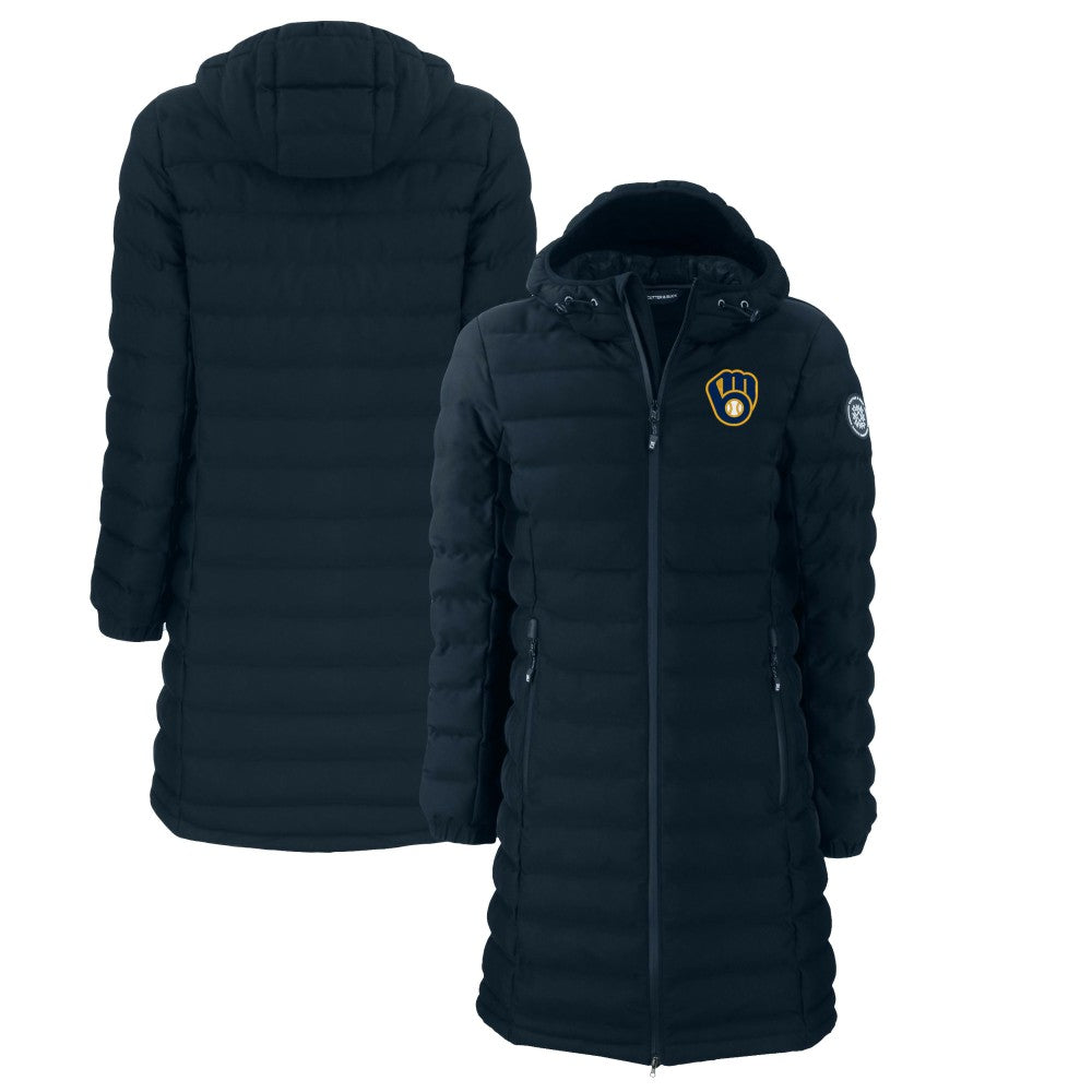Milwaukee Brewers Cutter & Buck Women's Mission Ridge Repreve Eco Insulated Full-Zip Long Puffer Jacket Discount