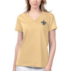 New Orleans Saints Margaritaville Women's Game Time V-Neck T-Shirt - Gold - NFL