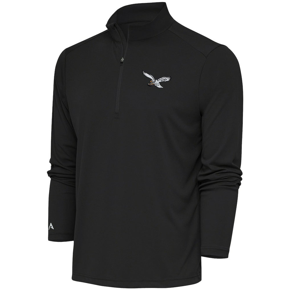 Philadelphia Eagles Antigua Throwback Logo Tribute Quarter-Zip Pullover Top - Gray - NFL