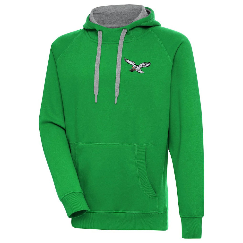 Philadelphia Eagles Antigua Throwback Logo Victory Pullover Hoodie - Kelly Green - NFL