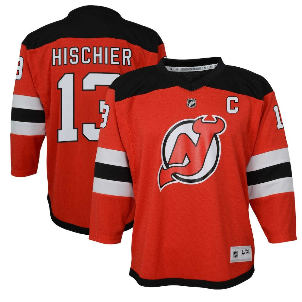 Nico Hischier New Jersey Devils Youth Captain Patch Home Replica Player Jersey - Red | NHL Lifestyle