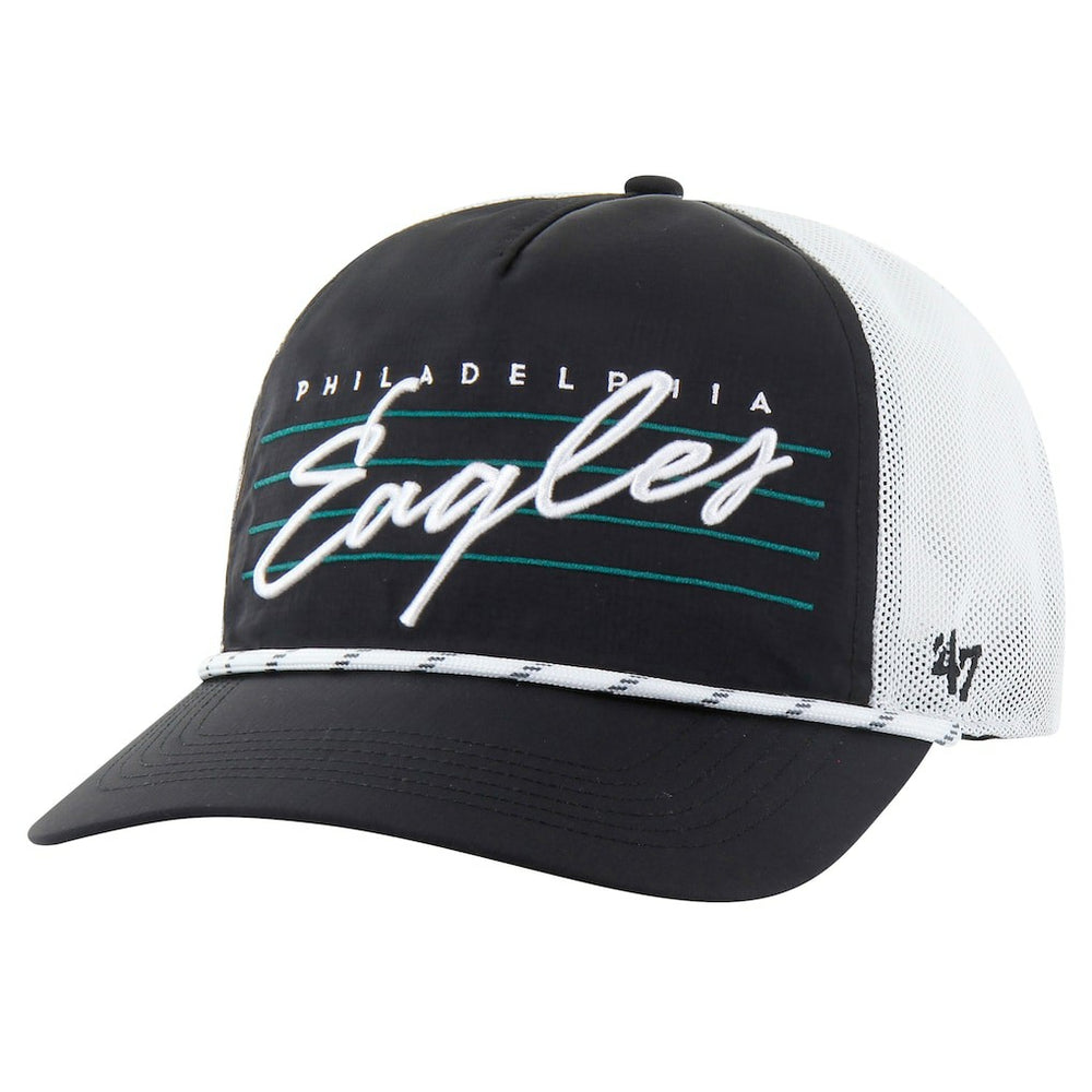 Philadelphia Eagles '47 Downburst Relaxed Hitch Trucker Adjustable Hat - Black/White - 47 brand