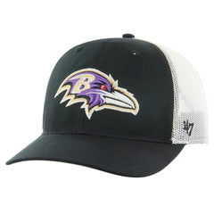 Baltimore Ravens '47 Team Unstructured Trucker Adjustable Hat - Black/White - 47 brand