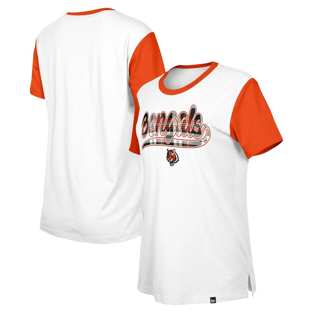 Cincinnati Bengals New Era Women's 3rd Down T-Shirt - White/Orange - NFL