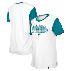 Miami Dolphins New Era Women's 3rd Down T-Shirt - White/Aqua - NFL