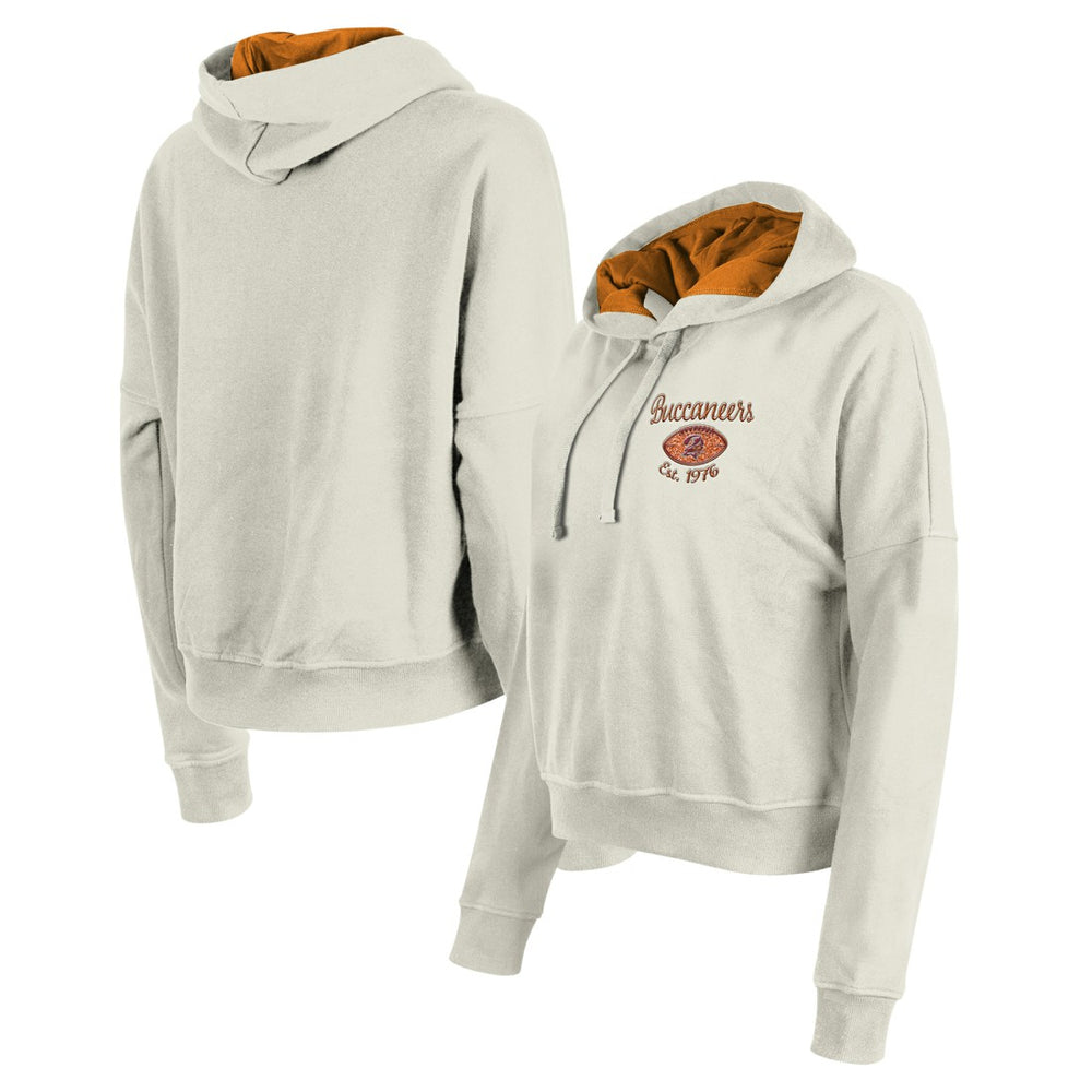Tampa Bay Buccaneers New Era Women's 3rd Down Historic Pullover Hoodie - Cream - NFL