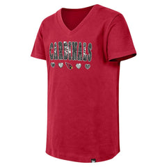 Arizona Cardinals New Era Girls Youth Flip Sequin V-Neck T-Shirt - Cardinal - NFL