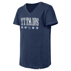 Tennessee Titans New Era Girls Youth Flip Sequin V-Neck T-Shirt - Navy - NFL