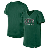 New York Jets New Era Girls Youth Flip Sequin V-Neck T-Shirt - Green - NFL