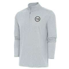 Detroit Pistons Antigua Metallic Logo Hunk Quarter-Zip Pullover Heather Gray