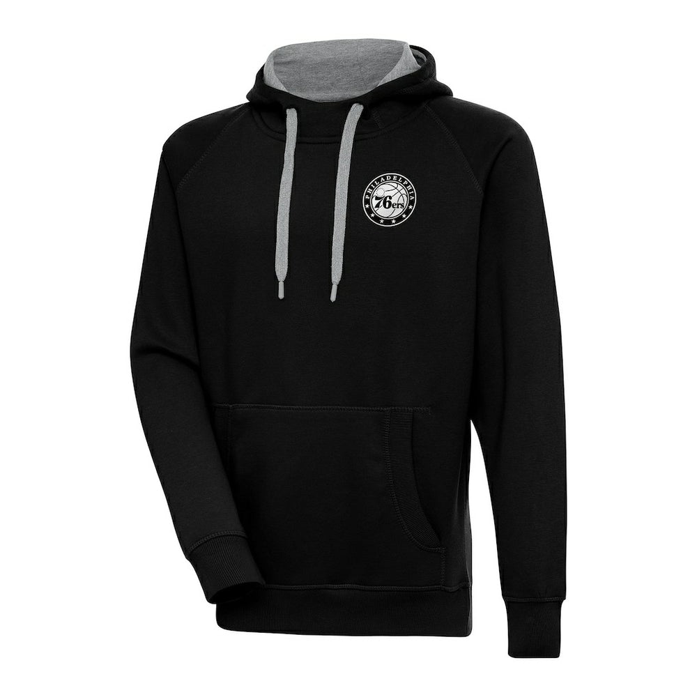 Philadelphia 76ers Antigua Metallic Logo Victory Pullover Hoodie Black