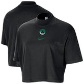 Nike Boston Celtics Women's Courtside Mock Neck Loose Fit Cropped T-Shirt Black