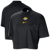 Nike Los Angeles Lakers Women's Courtside Mock Neck Loose Fit Cropped T-Shirt Black