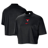 Nike Chicago Bulls Women's Courtside Mock Neck Loose Fit Cropped T-Shirt Black